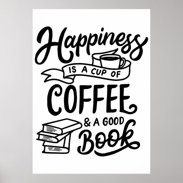 Poster Amoureux du café Café et un bon livre (Devant)