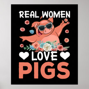 Poster Amoureux du cochon de campagne amusant
