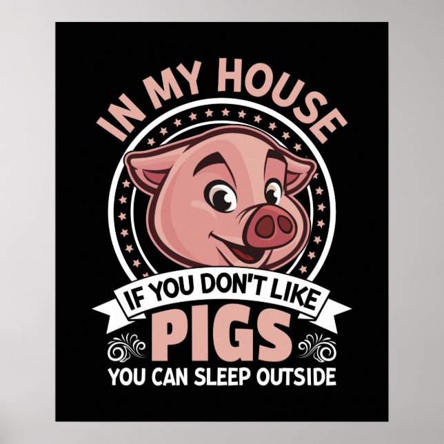 Poster Amoureux du cochon de campagne amusant (Devant)