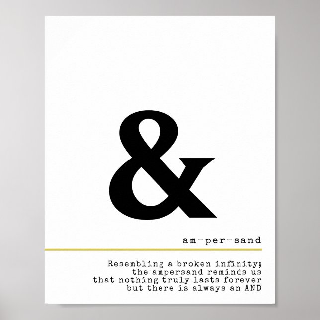 Poster Ampersand minimal de la typographie noire (Devant)