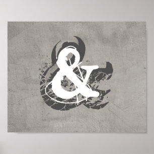 poster ampersand on distressed grey wall art