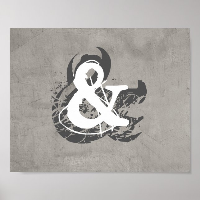 poster ampersand on distressed grey wall art (Front)