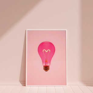 Poster Ampoule Luminaire Rose Aesthétique Avec Filament C