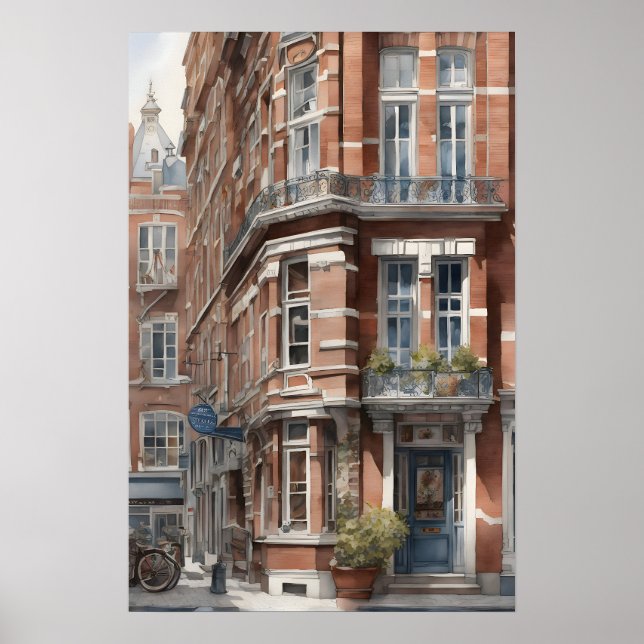 Poster Amsterdam aquarelle (Devant)