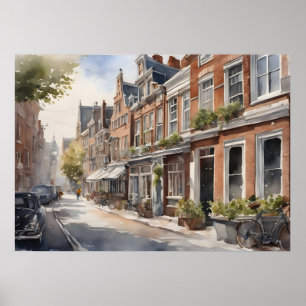Poster Amsterdam aquarelle