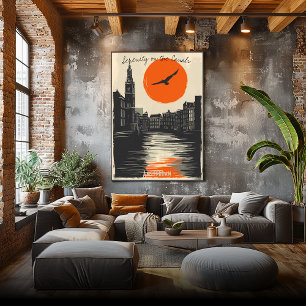 Poster Amsterdam au crépuscule - Reflets minimalistes sur