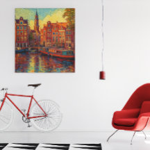 Amsterdam canal maisons de style van Gogh