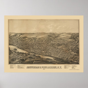Poster Amsterdam, carte panoramique de NY - 1881