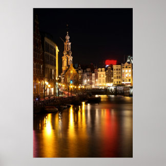 Poster Amsterdam la nuit à Amsterdam Pays-Bas