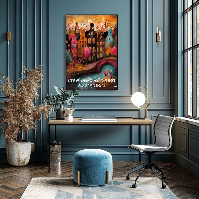 Poster Amsterdam: Magia de Canales y Cultura (Créateur téléchargé)