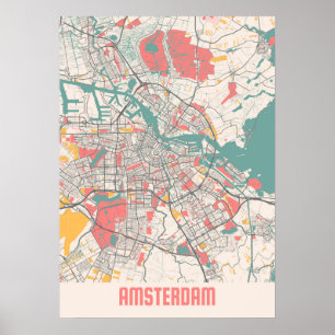 Poster Amsterdam - Netherlands Chalk City Map