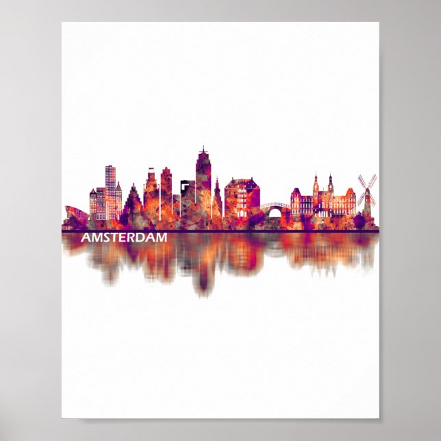 Poster Amsterdam Netherlands Skyline (Devant)