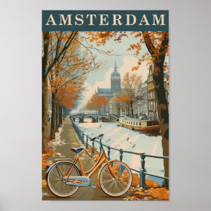 Poster Amsterdam Pays-Bas célèbre Vintage voyage Place