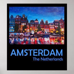 Poster Amsterdam Pays-Bas Retro Travel
