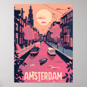 Poster Amsterdam Travel Ad Art