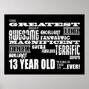 Poster Amusant 13ème anniversaire fête Plus grand treize 