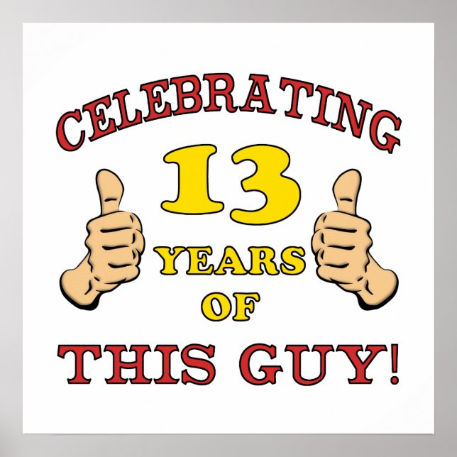 Poster Amusant 13ème anniversaire pour les garçons (Devant)
