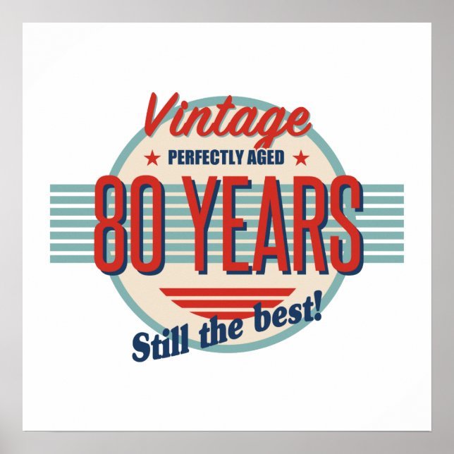 Poster Amusant 80e anniversaire Vieux mode (Devant)