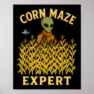 Poster Amusant Alien Corn Maze Expert Automne Enfants Hal