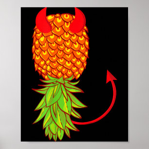 Poster Amusant amateur de fruits d'ananas à l'envers