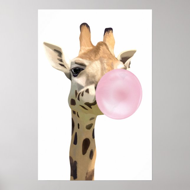 Poster Amusant Animal Design rose Bubblegum souffler Gira (Devant)