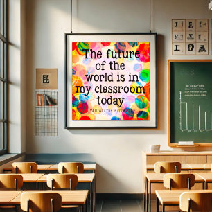 Poster Amusant avenir coloré du professeur de classe mond