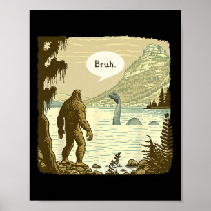 Poster Amusant Bigfoot Sasquatch Loch Ness Monster Introd