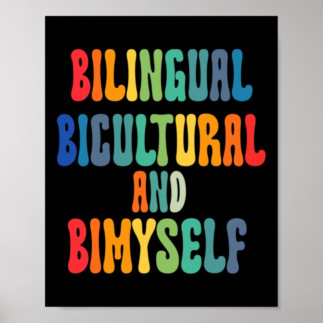 Poster Amusant Bilingue Biculturel Et Bimyself ASL Sourd  (Devant)
