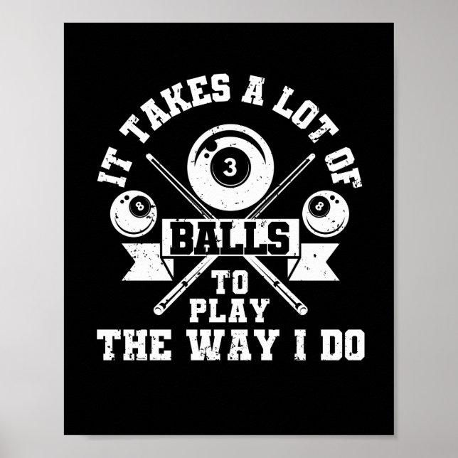 Poster Amusant billard de billard de 8 boules (Devant)