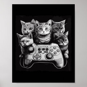 Poster Amusant Cat Video Game Controller Squad