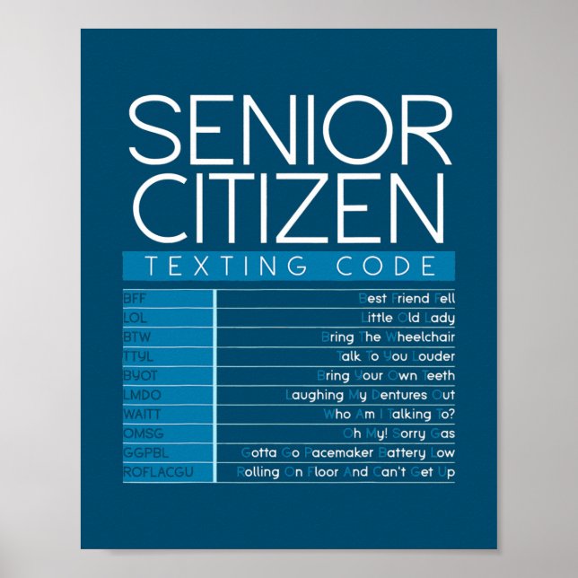 Poster Amusant citoyen âgé Code de Textes Cool grand-père (Devant)