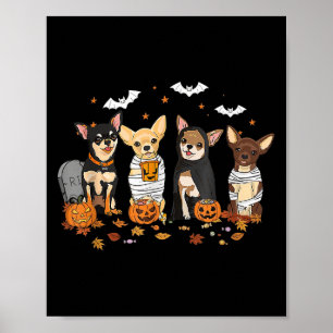 Poster Amusant Citrouille Ghost Chihuahua Halloween Chihu