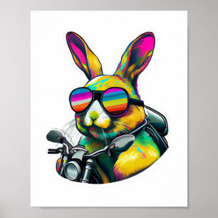 Poster Amusant coloré Bunny de Pâques Design graphique