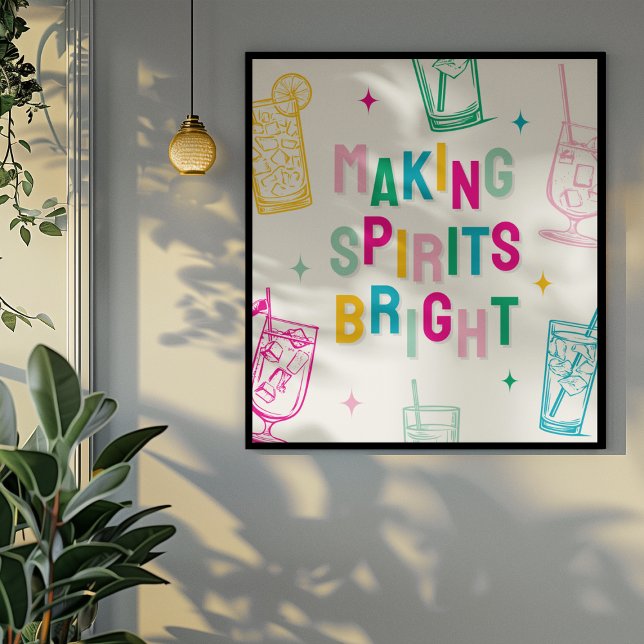 Poster Amusant Coloré 'Making Spirits Bright' Noël (Créateur téléchargé)