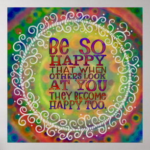 Poster Amusant Colorful ‘Be Happy’ Inspirational Classroo