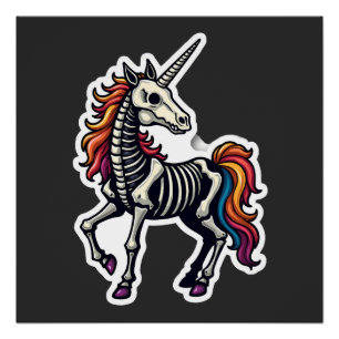 Poster Amusant Cos de licorne de squelette pour amoureux