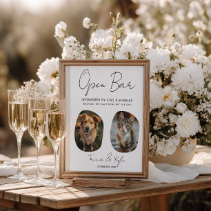 Poster Amusant Cute Pet Photo Open Bar Menu Mariage Sign