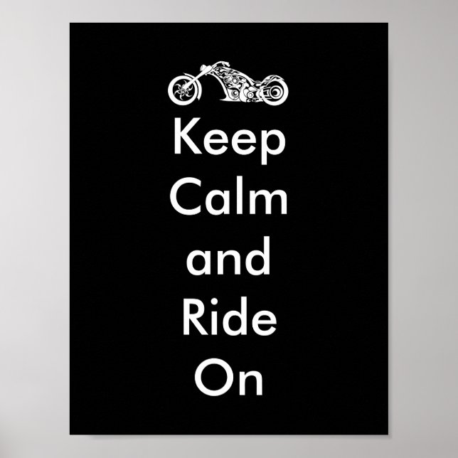 Poster Amusant Gardez le calme et le vélo sur la moto (Devant)