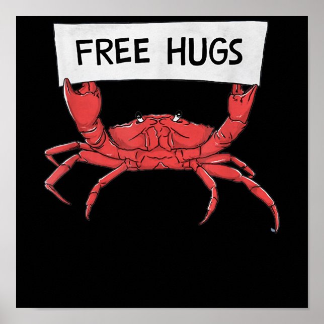 Poster Amusant Gratuit Hugs Crabe Homard crevette crevett (Devant)