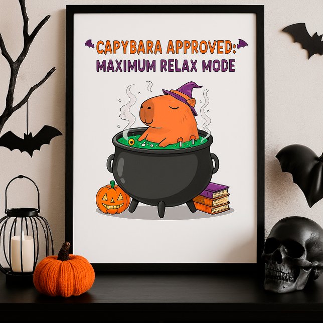 Poster Amusant Halloween Capybara sorcière sorcière Cauld (Créateur téléchargé)