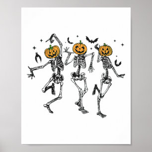 Poster Amusant Halloween Citrouille Danser Costume squele