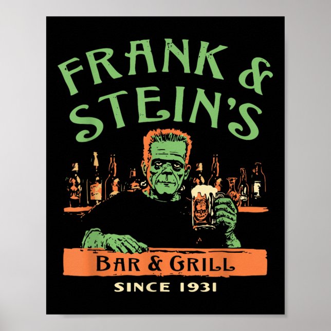 Poster Amusant Halloween Frank Et Stein's Bar Grill (Devant)