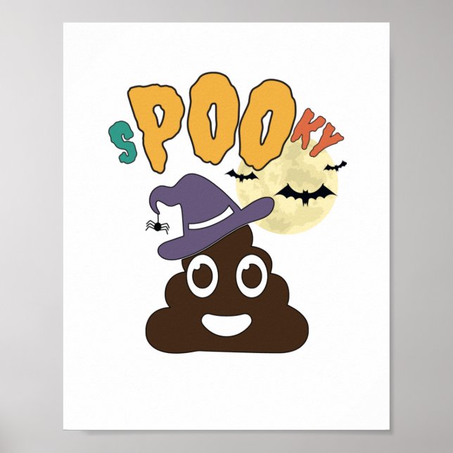 Poster Amusant Humour de salle de bain Halloween Poo Éffr (Devant)