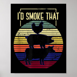 Poster Amusant Id Fumée Que Le Chef Barbecue Grillmaster