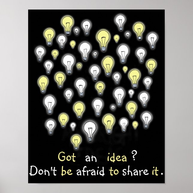 Poster Amusant J'ai une idée Inspiration des ampoules (Devant)