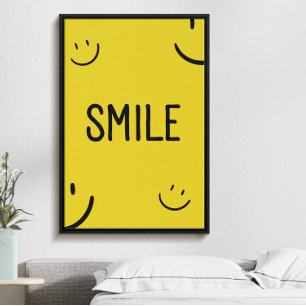 Poster Amusant jaune vif minimaliste sourire motivation