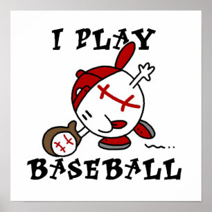 Poster Amusant je joue aux t-shirts et cadeaux de basebal