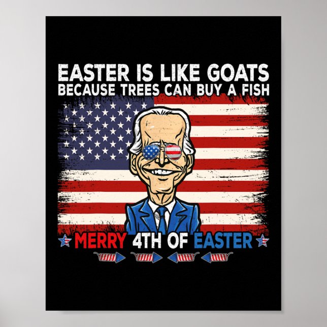 Poster Amusant Joe Biden Joyeux 4e Conception Pâques Quat (Devant)
