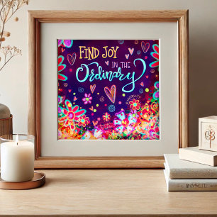 Poster Amusant Joy Floral Trouver Joy Citation Inspirant