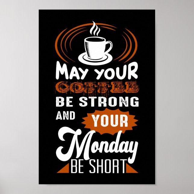 Poster amusant lundi café mot art (Devant)